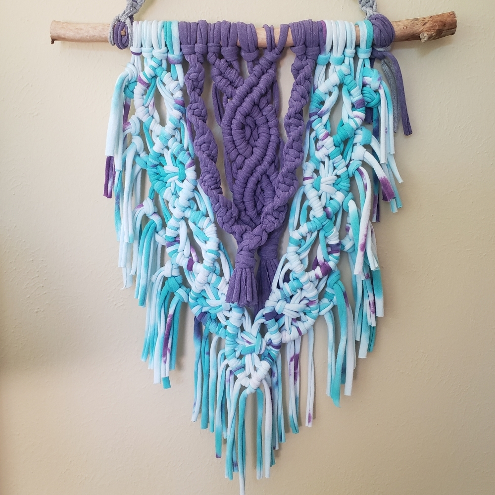 Macrame Wall hanging tie dye tshirt yarn